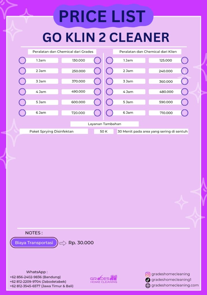 biaya paket goklin 2 cleaner
